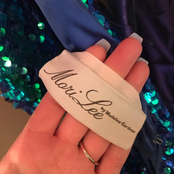 MoriLee by Madeline Gardner Sequin Blue/Green Prom - Picture 6 of 6